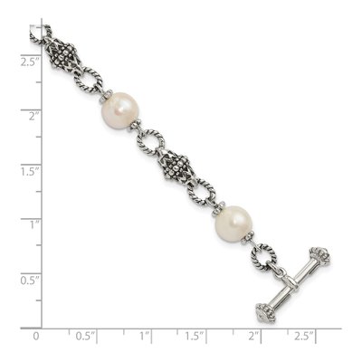 Sterling Silver Freshwater Cultured Pearl Toggle Bracelet – view 3