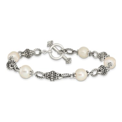 Sterling Silver Freshwater Cultured Pearl Toggle Bracelet – view 4