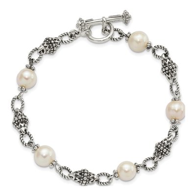 Sterling Silver Freshwater Cultured Pearl Toggle Bracelet – view 5