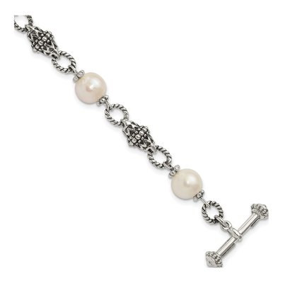 Sterling Silver Freshwater Cultured Pearl Toggle Bracelet
