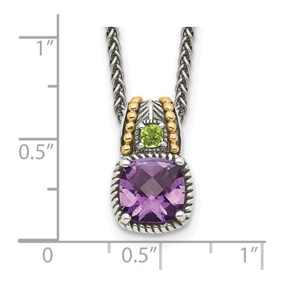 Sterling Silver & 14K Gold Amethyst & Peridot Pendant Necklace – view 4