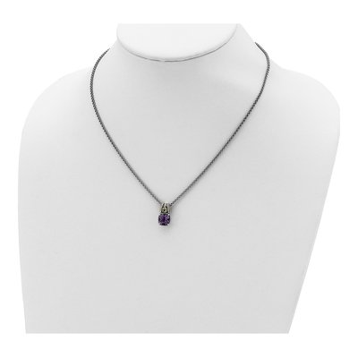 Sterling Silver & 14K Gold Amethyst & Peridot Pendant Necklace – view 5