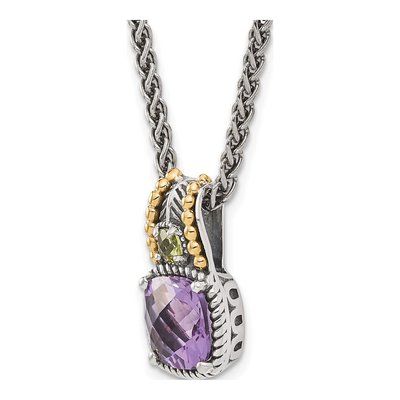 Sterling Silver & 14K Gold Amethyst & Peridot Pendant Necklace – view 6
