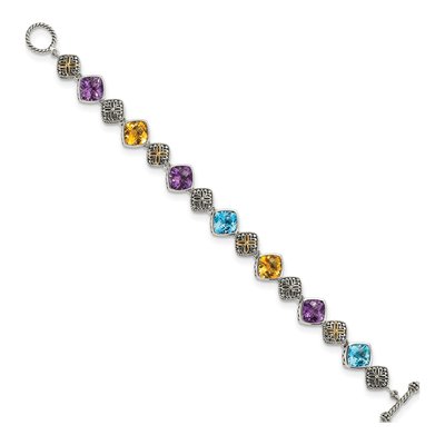 Sterling Silver & 14K Gold Amethyst & Citrine Bracelet – view 2