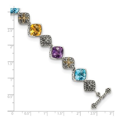 Sterling Silver & 14K Gold Amethyst & Citrine Bracelet – view 3