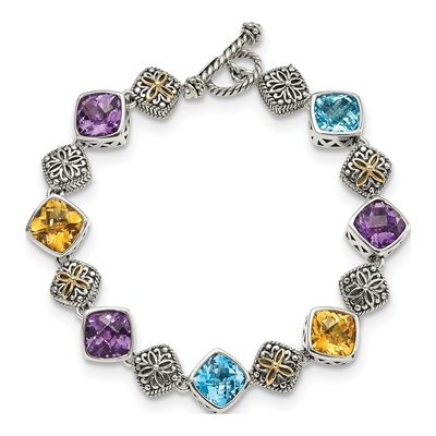 Sterling Silver & 14K Gold Amethyst & Citrine Bracelet – view 4