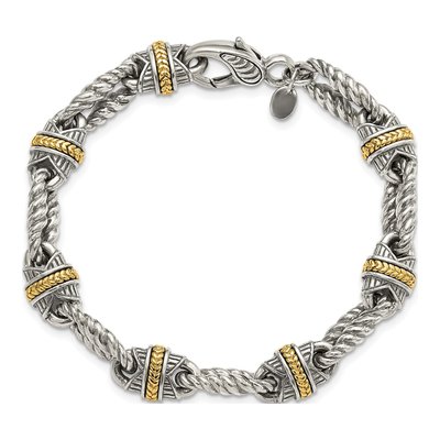 Sterling Silver & 14K Gold Link Bracelet – view 3
