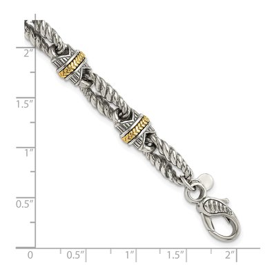 Sterling Silver & 14K Gold Link Bracelet – view 4