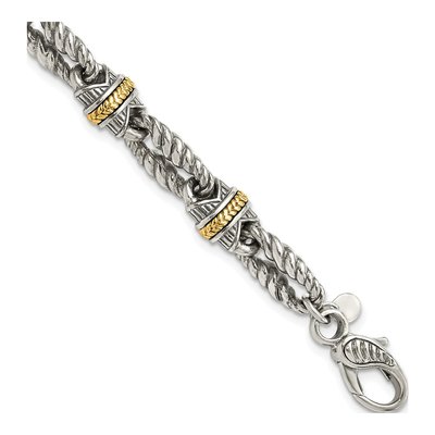 Sterling Silver & 14K Gold Link Bracelet
