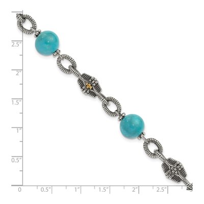 Sterling Silver & 14K Gold Turquoise Toggle Bracelet – view 3