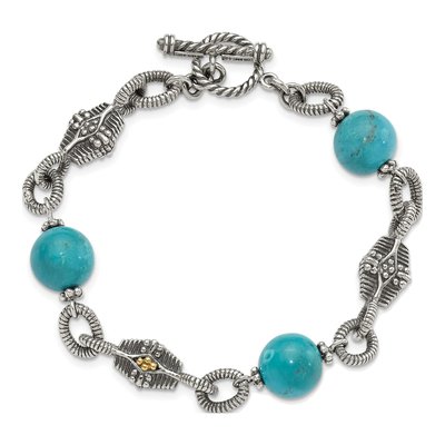 Sterling Silver & 14K Gold Turquoise Toggle Bracelet – view 5