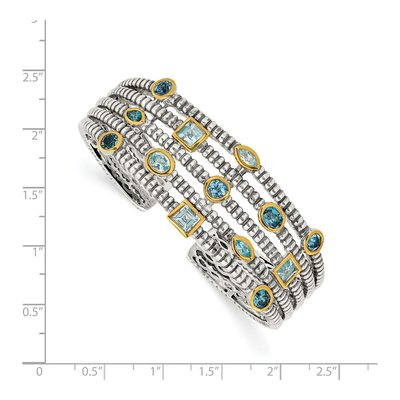 Gold-Plated Sterling Silver Swiss Blue Topaz & London Blue Topaz Cuff Bracelet – view 3