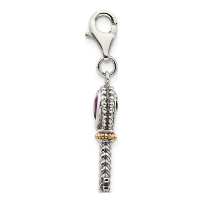 Sterling Silver & 14K Gold Amethyst Heart Key Charm – view 3