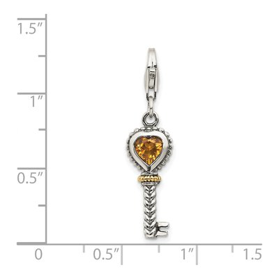 Sterling Silver & 14K Gold Citrine Key Charm – view 5