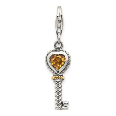 Sterling Silver & 14K Gold Citrine Key Charm