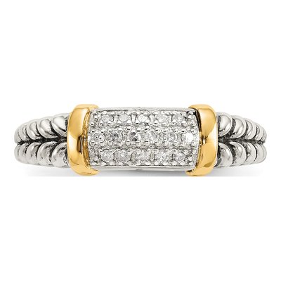 Sterling Silver & 14K Gold 1/8 ct tw Diamond Ring – view 6