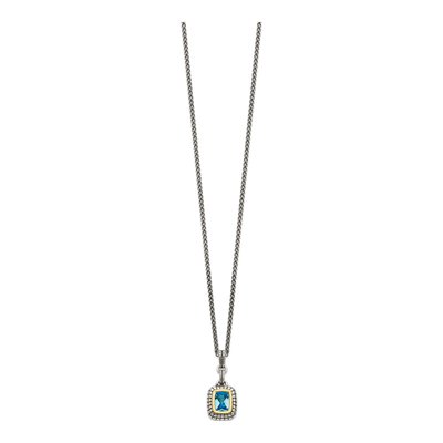 Sterling Silver & 14K Gold Swiss Blue Topaz Pendant Necklace – view 3