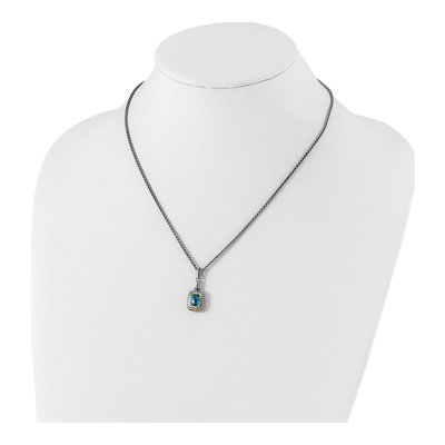 Sterling Silver & 14K Gold Swiss Blue Topaz Pendant Necklace – view 5