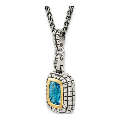 Sterling Silver & 14K Gold Swiss Blue Topaz Pendant Necklace – view 6