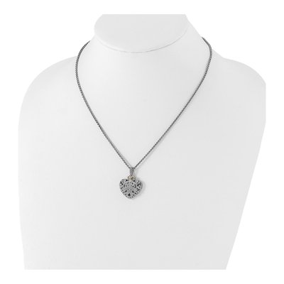 Sterling Silver & 14K Gold 1/10 ct tw Diamond Vintage Heart Necklace – view 5