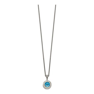Sterling Silver & 14K Gold 1/6 ct tw Swiss Blue Topaz & Diamond Pendant Necklace – view 3