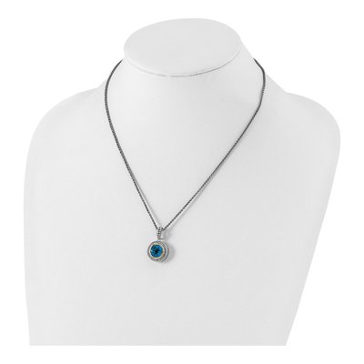 Sterling Silver & 14K Gold 1/6 ct tw Swiss Blue Topaz & Diamond Pendant Necklace – view 5