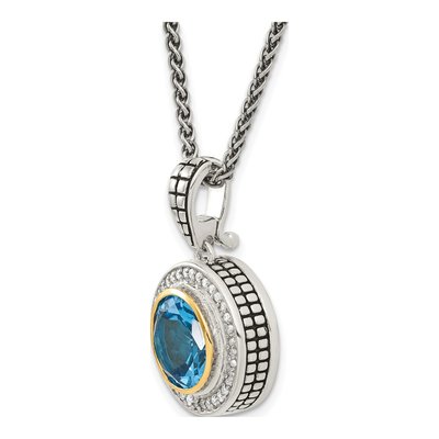 Sterling Silver & 14K Gold 1/6 ct tw Swiss Blue Topaz & Diamond Pendant Necklace – view 6