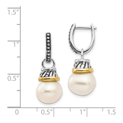 Sterling Silver & 14K Gold Diamond Dangle Earrings – view 4