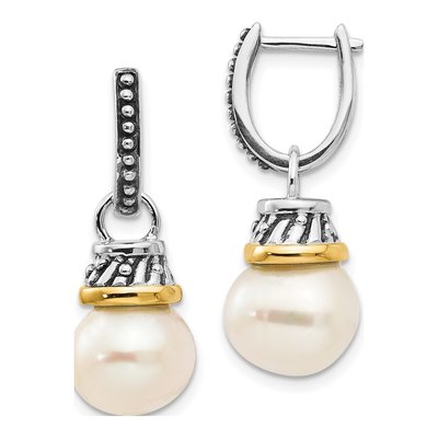 Sterling Silver & 14K Gold Diamond Dangle Earrings