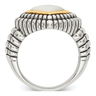 Sterling Silver & 14K Gold Mother of Pearl Ring – view 2