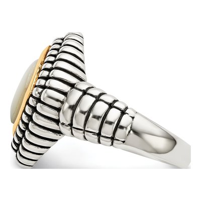 Sterling Silver & 14K Gold Mother of Pearl Ring – view 3