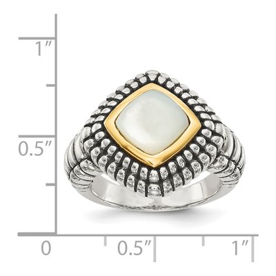 Sterling Silver & 14K Gold Mother of Pearl Ring – view 4