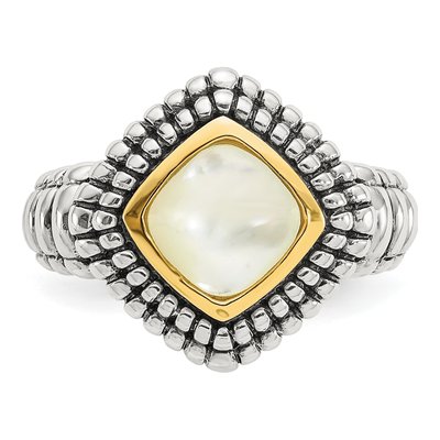 Sterling Silver & 14K Gold Mother of Pearl Ring – view 5