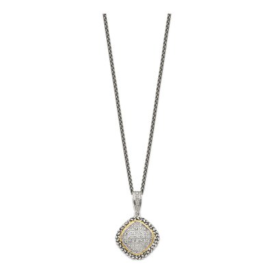 Sterling Silver & 14K Gold 1/15 ct tw Diamond Pendant Necklace – view 3