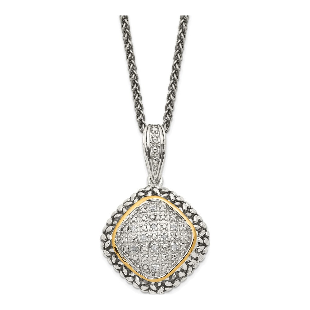 Sterling Silver & 14K Gold 1/15 ct tw Diamond Pendant Necklace