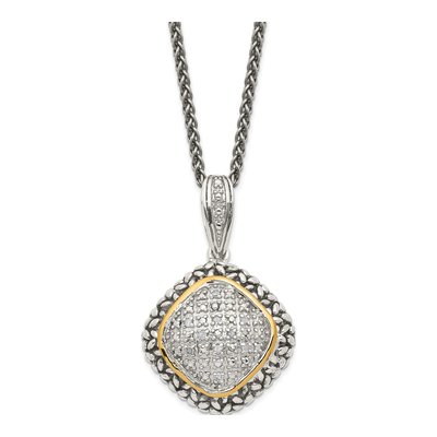 Sterling Silver & 14K Gold 1/15 ct tw Diamond Pendant Necklace