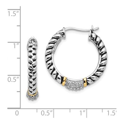 Sterling Silver & 14K Gold 22mm Diamond Hoop Earrings – view 5