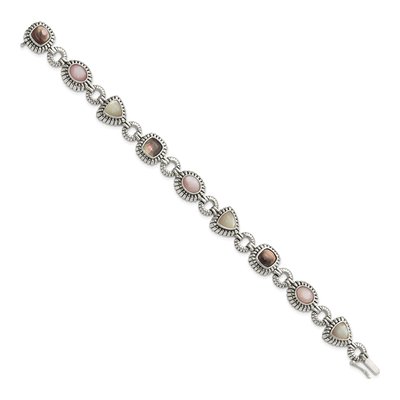 Sterling Silver Mother of Pearl Antiqued Bracelet – view 2