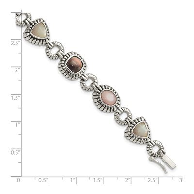 Sterling Silver Mother of Pearl Antiqued Bracelet – view 3
