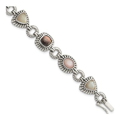 Sterling Silver Mother of Pearl Antiqued Bracelet