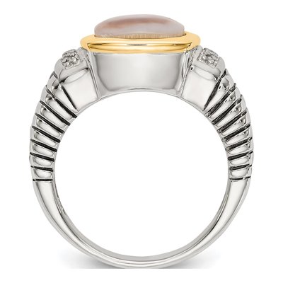 Sterling Silver & 14K Gold Mother of Pearl & Diamond Ring – view 2