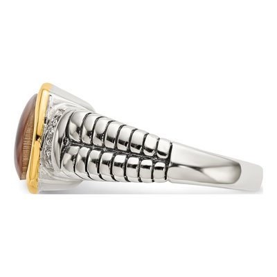 Sterling Silver & 14K Gold Mother of Pearl & Diamond Ring – view 3