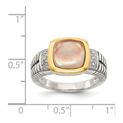 Sterling Silver & 14K Gold Mother of Pearl & Diamond Ring – view 4