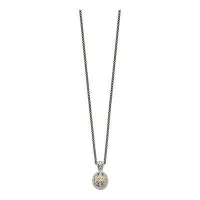 Sterling Silver & 14K Gold 1/15 ct tw Diamond Antiqued Pendant Necklace – view 3