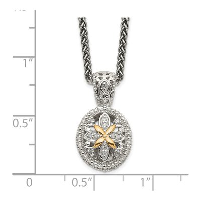 Sterling Silver & 14K Gold 1/15 ct tw Diamond Antiqued Pendant Necklace – view 4