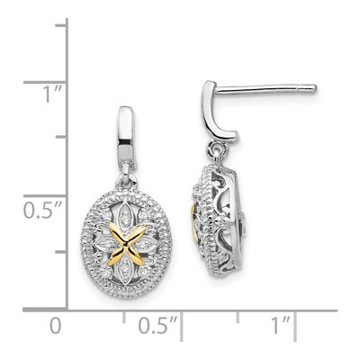 Sterling Silver & 14K Gold 1/15 ct tw Diamond Dangle Earrings – view 5