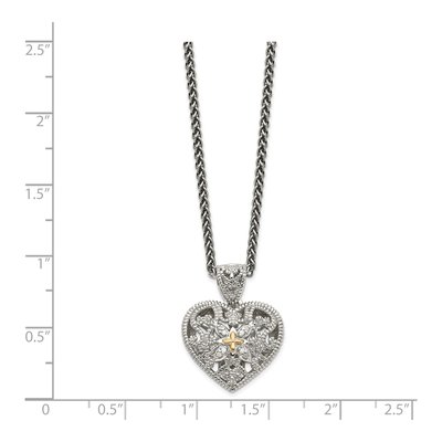 Sterling Silver & 14K Gold 1/20 ct tw Diamond Vintage Heart Necklace – view 3