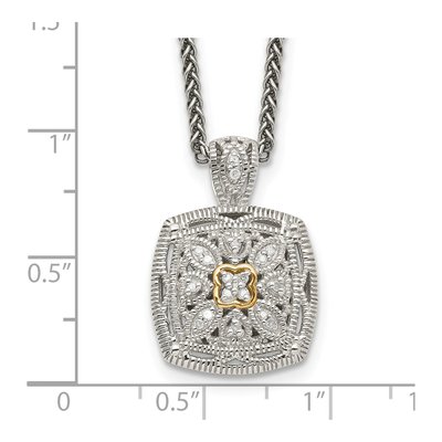 Sterling Silver & 14K Gold 1/10 ct tw Diamond Antiqued Necklace – view 4