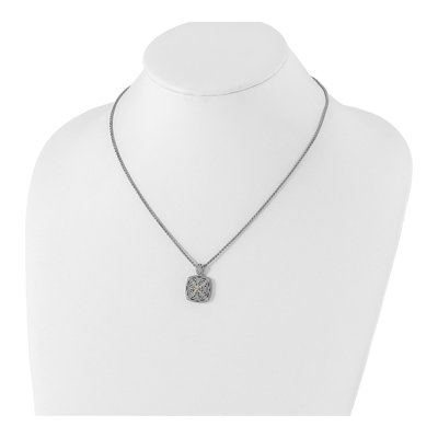 Sterling Silver & 14K Gold 1/10 ct tw Diamond Antiqued Necklace – view 5