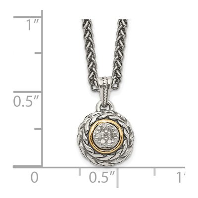 Sterling Silver & 14K Gold Diamond Antiqued Pendant Necklace – view 4